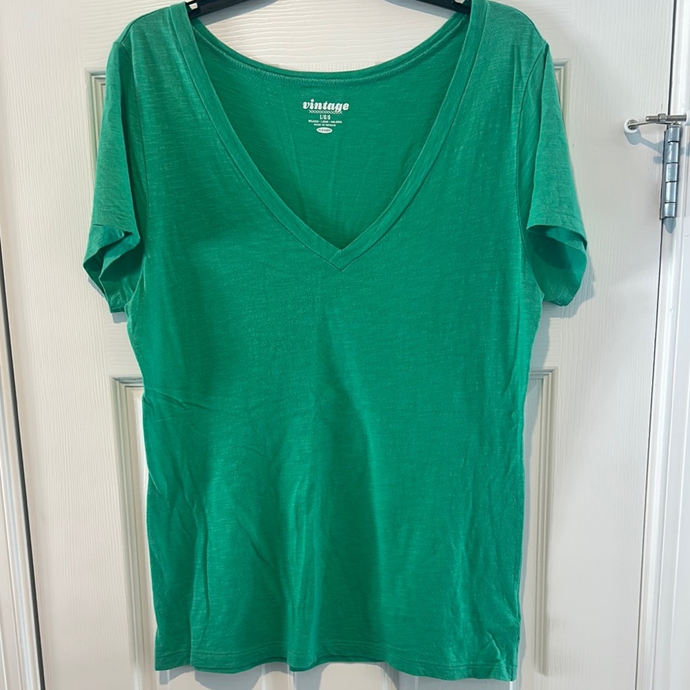 Old Navy Green Fitted Short Sleeve Tee